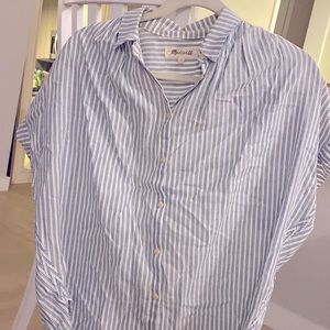 Madewell Button Down Blue and White Stripe Top
